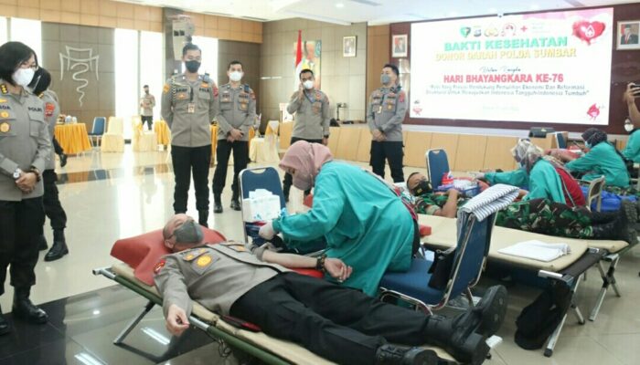 Sambut Hari Bhayangkara ke 76, Polda Sumbar Gelar Donor Darah