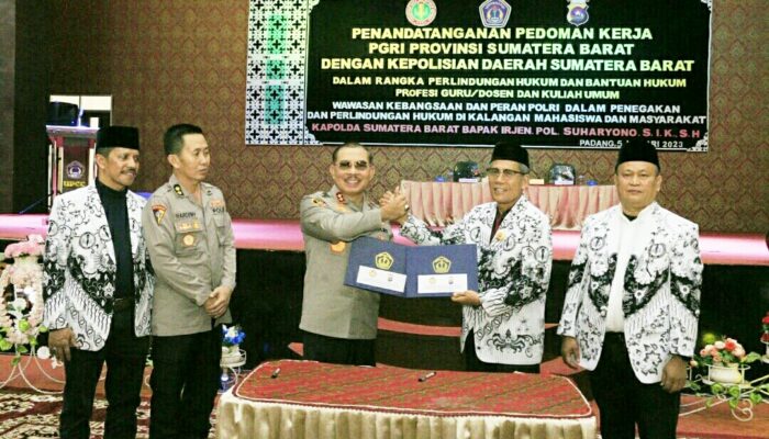 Kapolda & PGRI Sumbar Tandatangani Pedoman Kerja