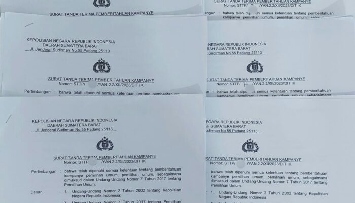 Polda Sumbar Terbitkan Ratusan STTP Kampanye dalam Tiga Minggu