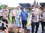 Polres 50 kota Bakar BB Ganja Kering seberat 10 Kilo