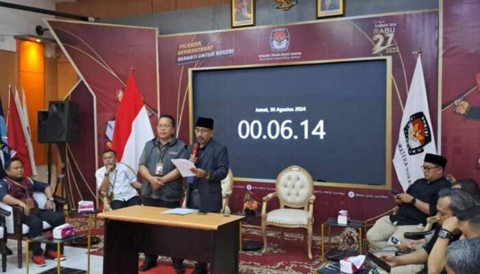 Dua Paslon Gubernur, 54 Paslon Bupati/ Walikota Terdaftar Pilkada 2024 Sumbar