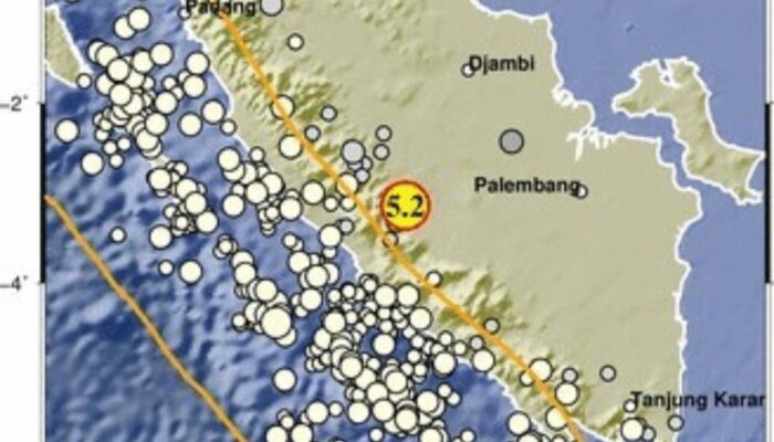 Gempa Magnitudo 5,2 Guncang Wilayah Sumatra Selatan