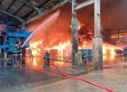 Pabrik Karet di Lubuk Begalung Dilalap Api Asap Tebal Terlihat dari Jauh