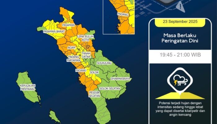 BMKG Keluarkan Peringatan Dini Cuaca, Berpotensi Landa Sumbar