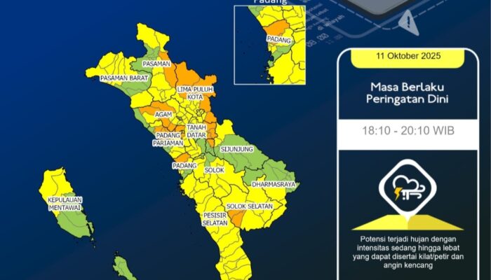 BMKG Prediksi Hujan Lebat Disertai Petir dan Angin Kencang